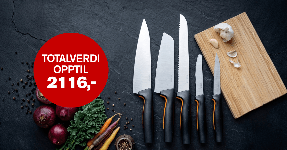 Få knivsett fra Fiskars + 3 bøker GRATIS*