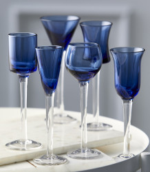 Lyngby snapsglass, blå, 6 stk.