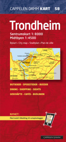 Trondheim bykart /city map (CK 58) av Cappelen Damm kart (Kart, falset)