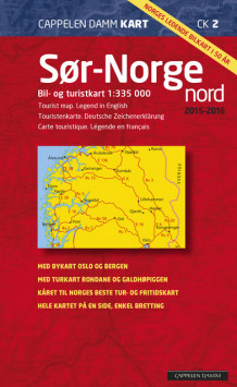CK 2 Sør-Norge nord falset 2015-2016 av Cappelen Damm kart (Kart, falset)