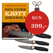 Adventskupp: Den populære Kjøttkokeboka og Venezia knivsett av Andreas Viestad (Pakke)